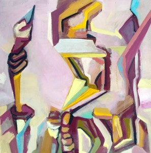 Patty Hudak Small world Turning and Turning in the Widening Gyre, 30x30cm, Oil and acrylic on wood